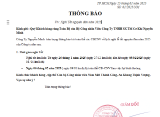 LỊCH NGHỈ TẾT NGUYÊN ĐÁN 2025 